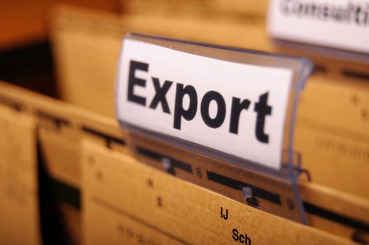 export word on business folder showing globalization trade or paperwork concept