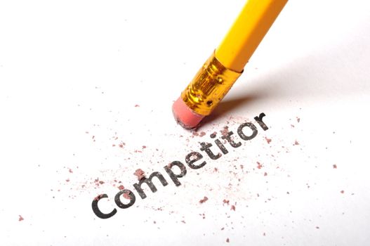 competition word and eraser on white showing business strategy concept