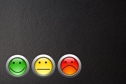 customer satisfaction survey concept with smilie and button