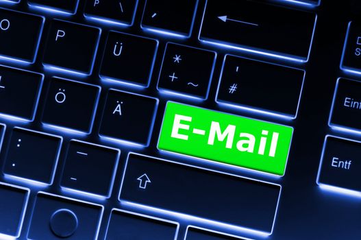 email button on keyboard showing internet concept