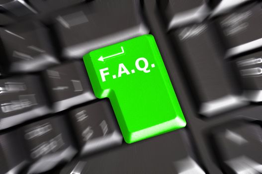 faq frequently asked questions key on computer keyboard