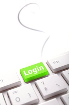 sign in or login concept with key on computer keyboard