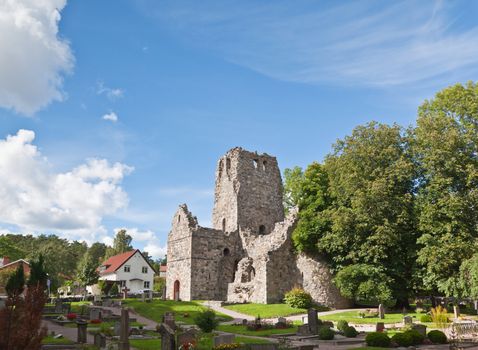 a viking church remain near uppsala in Sweden 