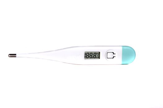 A digital thermometer for reading body temperature, on white background.