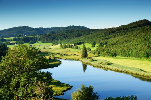 Landscape with a lake in the middle