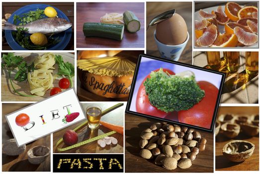 Collage. Photocollage of italian food typical of mediterranean diet