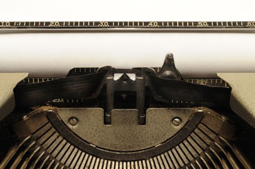 Closeup of old typewriter carriage circa 1950s