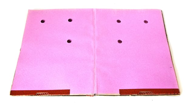 Pink inner of old style files made of thick and soft paper with hard cover.