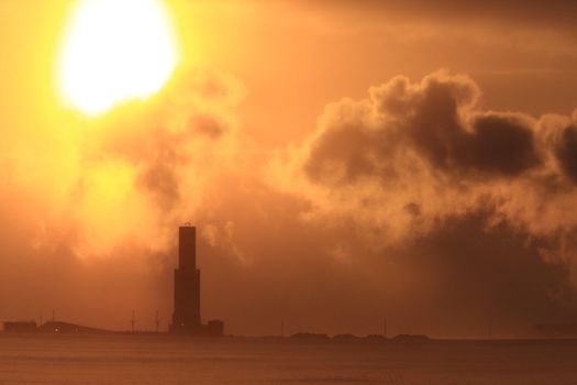 Potash Mine in WInter at Sunset