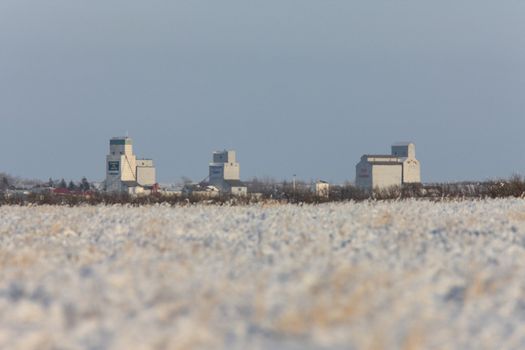 Frost and Grain Elevator in Winter Canada Saskatchewan