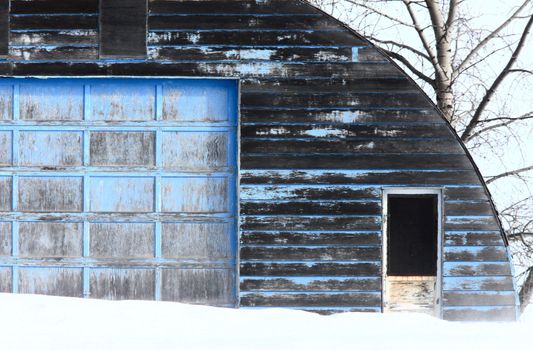 Old garage in Winter Saskatchewan