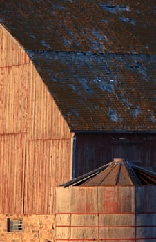 Old Barn and Wooden Granary Saskatchewan