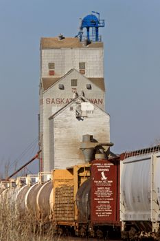 Grain Elevator and Train Saskatchewan