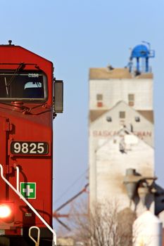 Grain Elevator and Train Saskatchewan
