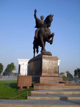 Monument of Amir Temur. City landscape of the Tashkent, Uzbekistan