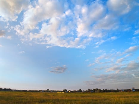 Countryside view with high blue sky