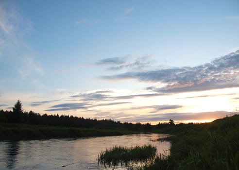 Sunset over the river