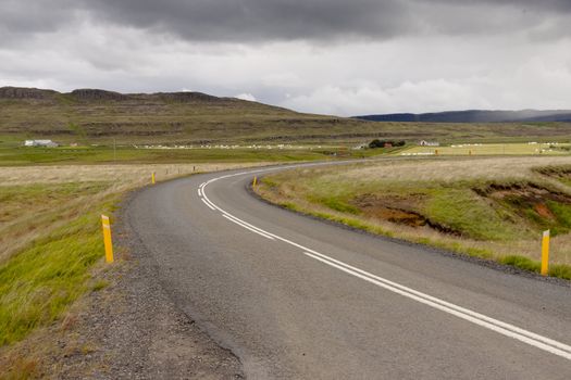Empty rural route to vestfjord in Iceland.
