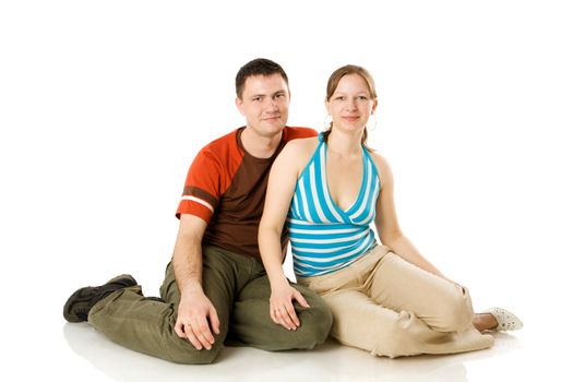 portrait of Happy married Couple isolated on white