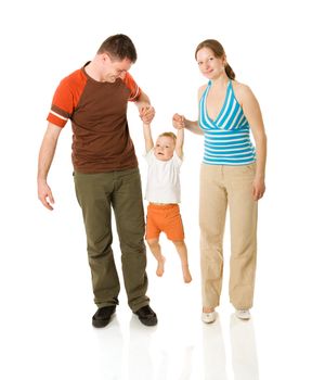 Happy Family with kid together isolated on white