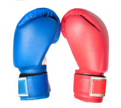 Boxing gloves on a white background close up