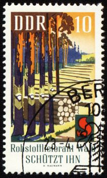 GDR - CIRCA 1960s: a stamp printed in GDR (East Germany), devoted to the protection against forest fires, circa 1960s