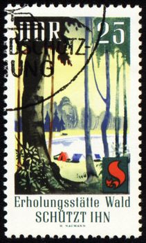 GDR - CIRCA 1960s: a stamp printed in GDR (East Germany), devoted to the forest protection, circa 1960s