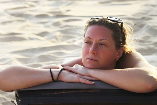 Woman has a rest on a beach
