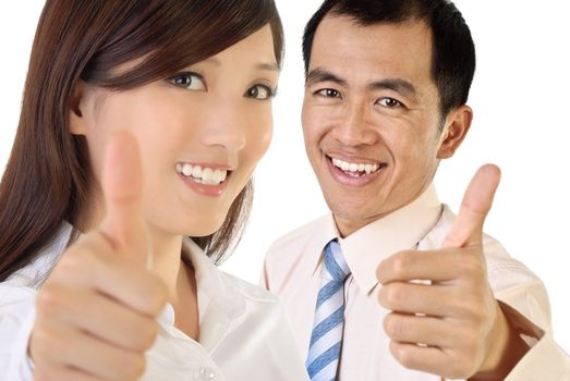 Smile businesspeople of Asian give you excellent gesture.