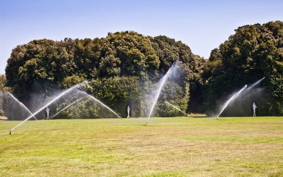Reggia di Caserta (Caserta Royal Palace), Italy. Luxury royal garden: irrigation operations