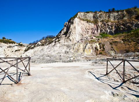 Pozzuoli, Italy. Solfatara area, volcanic crater still in activity.