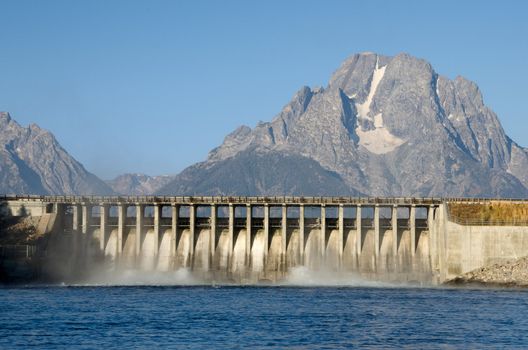 Jackson Lake Dam, Grand Teton National Park, Wyoming, USA