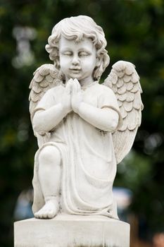 Cute winged Angel statue in praying pose