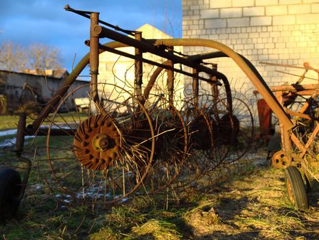 Old, rusty farming machine