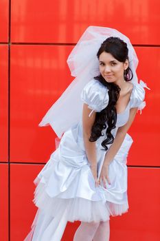 bride by the red wall