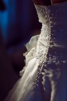 back of the wedding dress of the bride