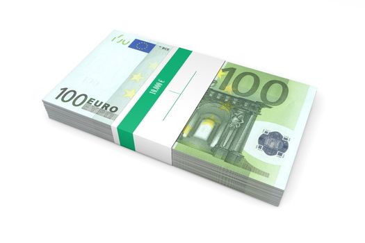 single packet of 100 Euro notes with bank wrapper - 10.000 Euros