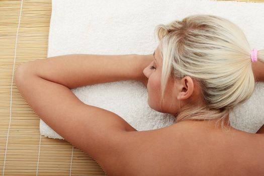 Beautiful caucasian woman getting spa treatment, isolated