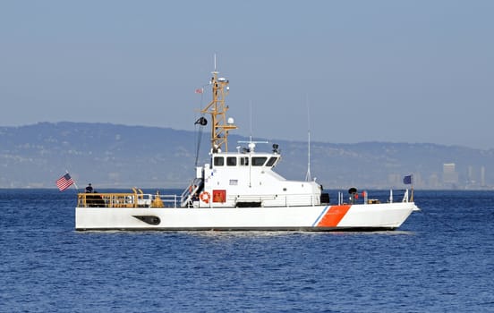 Aug 28th 2008 : San Francisco Bay:
US Coast Guard patrol ship "Sockeye" anchored in the San Francisco bay at sunset while on patrol on Aug 28th 2008