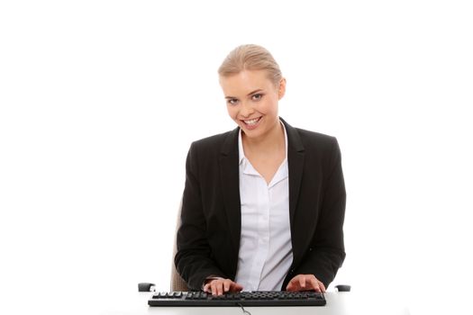 Young business woman isolated on white background