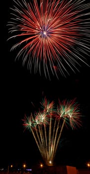 Firework streaks in the night sky