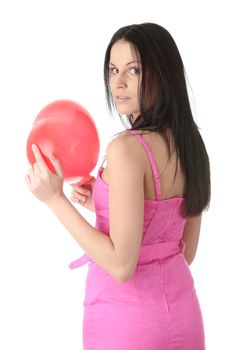 Young caucasian woman with heart shaped balloon