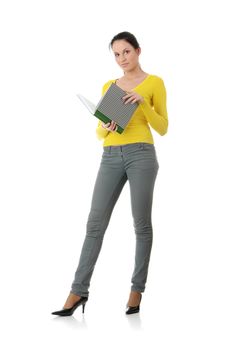 Adult student woman isolated on white background