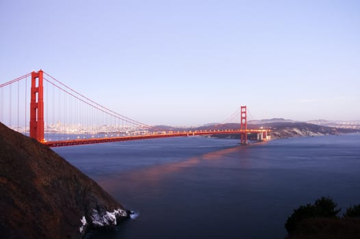 Golden Gate bridge as dusk approaches