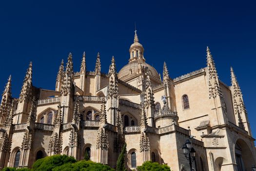 Fantastic cathedral of Gothic style of Segovia's city