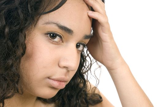 Beautiful young hispanic girl in closeup