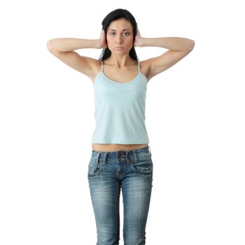 Hear no evil , isolated on white background