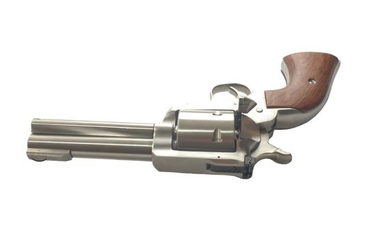 Stainless steel revolver isolated on a white background