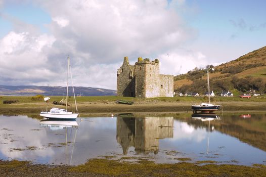 Castle ruins at Lochranza on the isle of Arran in Scotland