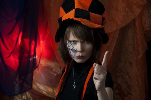 clown or angry mad hatter - creative studio shot